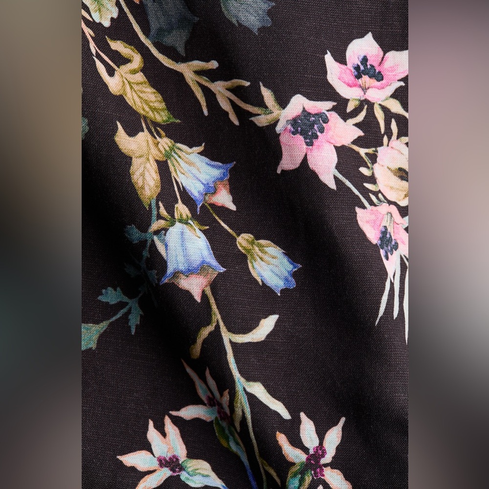 NWT H&M Linen-Blend Dress in Black/Floral - Picture 6 of 10